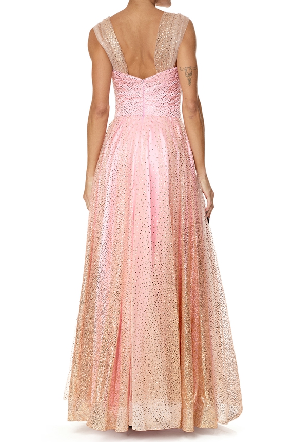 Vestido Longo Tule Rosa - DG76131 Essential Collection