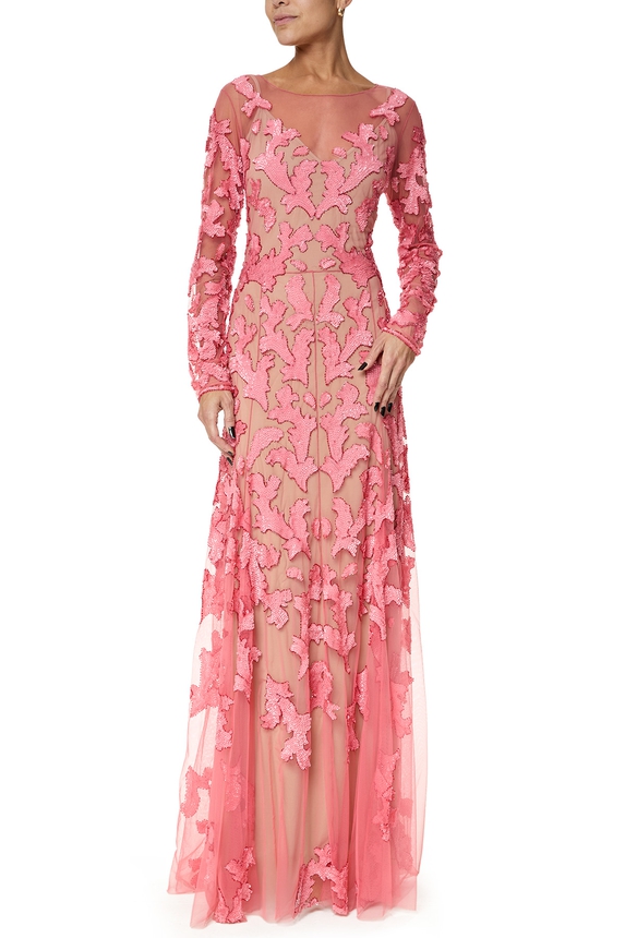 Vestido Longo Tule Rosa - DG76160 Prime Collection