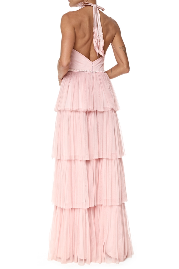 Vestido Longo Tule Rosa - DG76634 Essential Collection