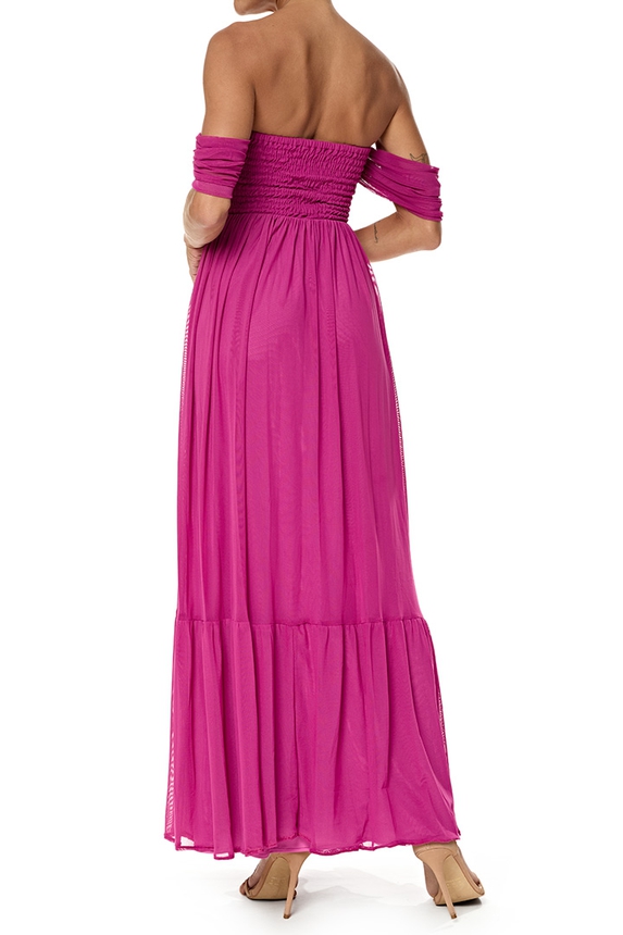 Vestido Longo Tule Rosa - DG76768 Ave Rara