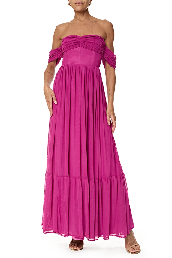 Vestido Longo Tule Rosa - DG76768 Ave Rara