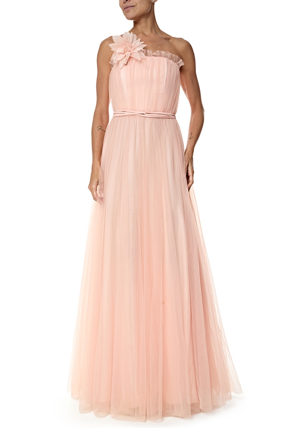 Vestido Longo Tule Rosa - DG76982 Candy Brown