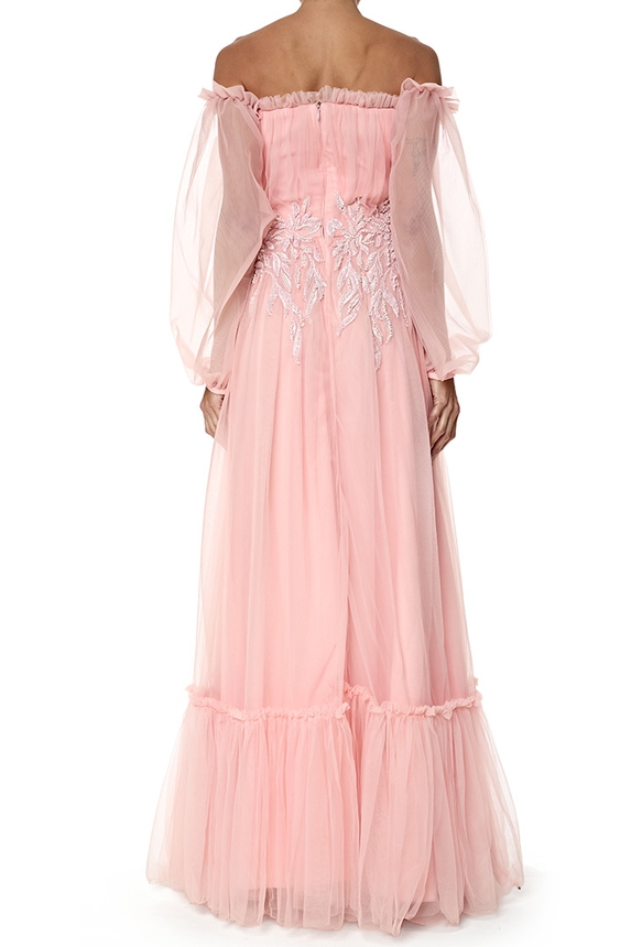 Vestido Longo Tule Rosa - DG77068 Essential Collection