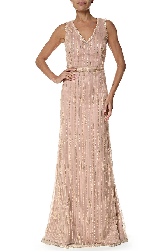 Vestido Longo Tule Rosa - DG77083 Prime Collection