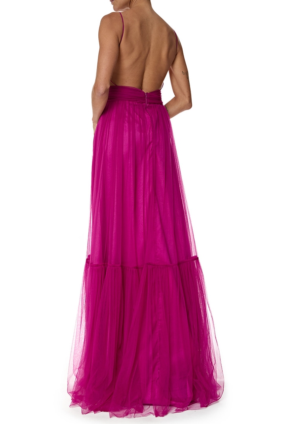 Vestido Longo Tule Roxo - DG76966 Essential Collection