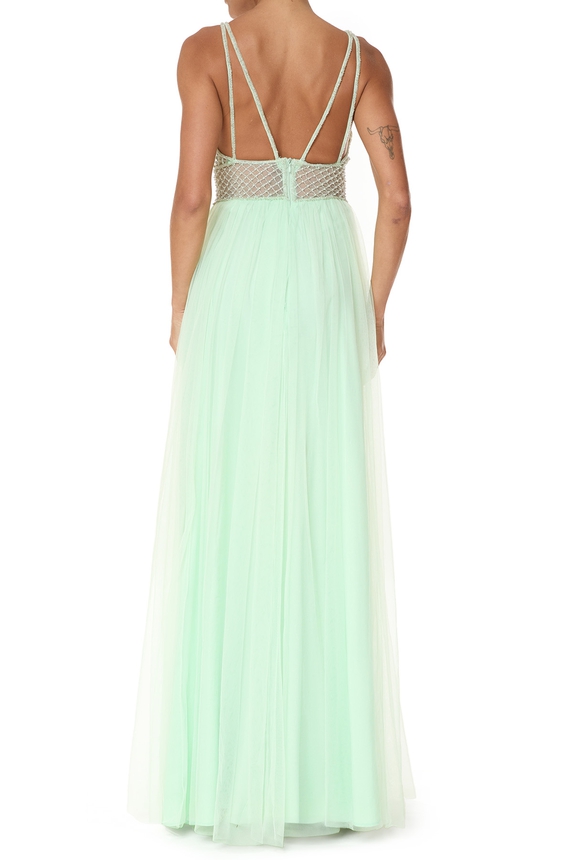 Vestido Longo Tule Verde - DG75736 Prime Collection