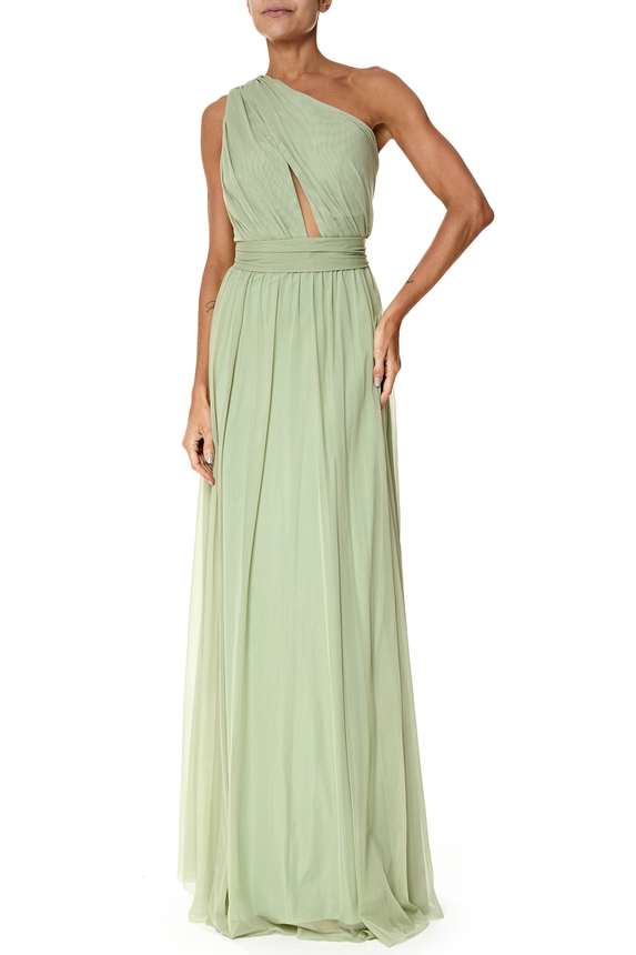 Vestido Longo Tule Verde - DG76307 Essential Collection
