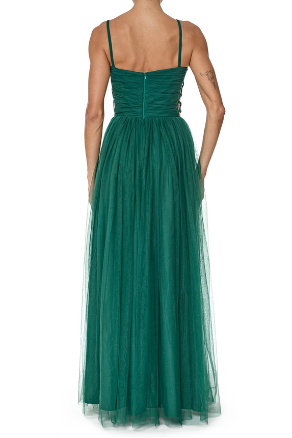 Vestido Longo Tule Verde - DG76417 Essential Collection