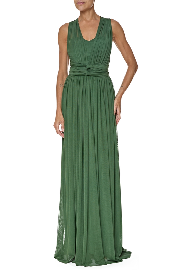 Vestido Longo Tule Verde - DG76420 Essential Collection