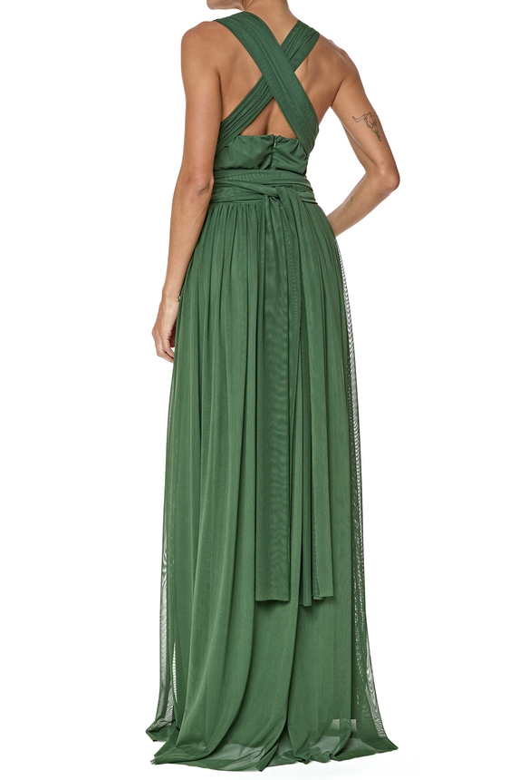 Vestido Longo Tule Verde - DG76420 Essential Collection