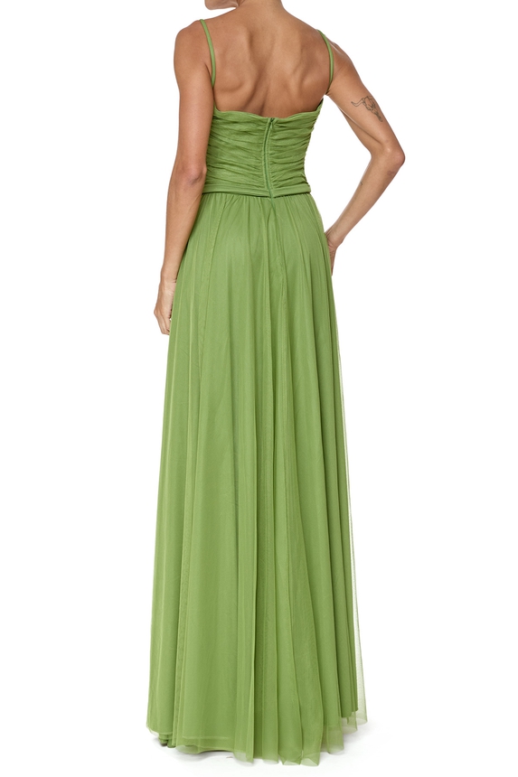 Vestido Longo Tule Verde - DG76532 Essential Collection