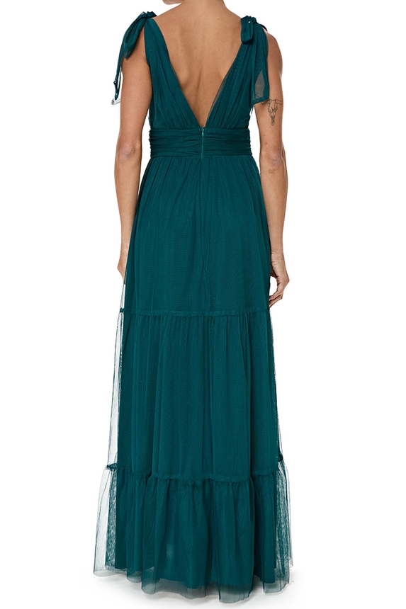 Vestido Longo Tule Verde - DG76968 Essential Collection