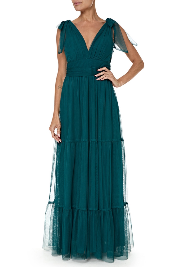 Vestido Longo Tule Verde - DG76968 Essential Collection