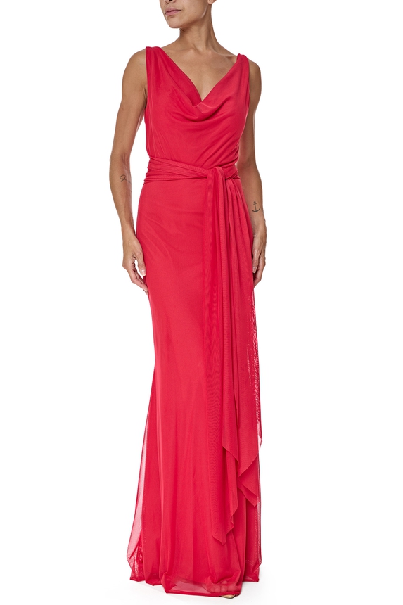 Vestido Longo Tule Vermelho - DG76383 Essential Collection