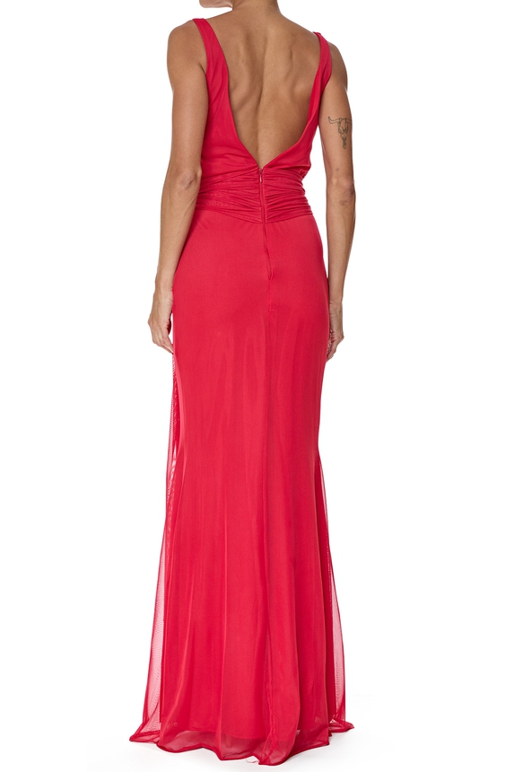 Vestido Longo Tule Vermelho - DG76383 Essential Collection