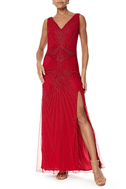 Vestido Longo Tule Vermelho