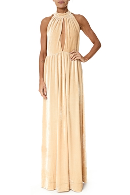 Vestido Longo Veludo Amarelo