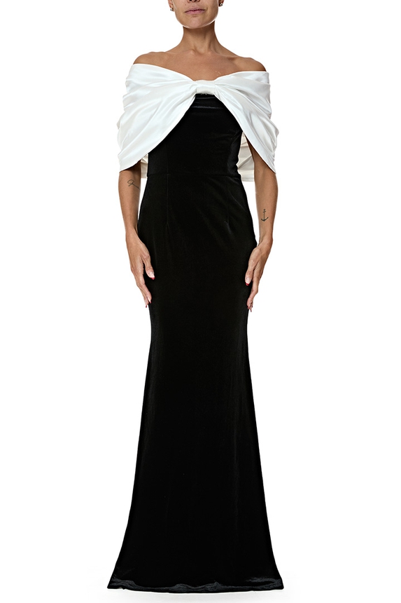 Vestido Longo Veludo Preto - DG76981 Essential Collection