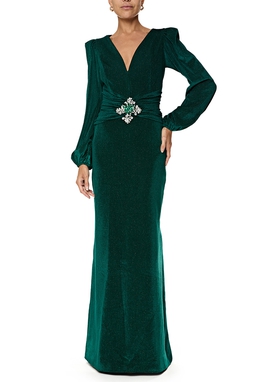 Vestido Longo Veludo Verde