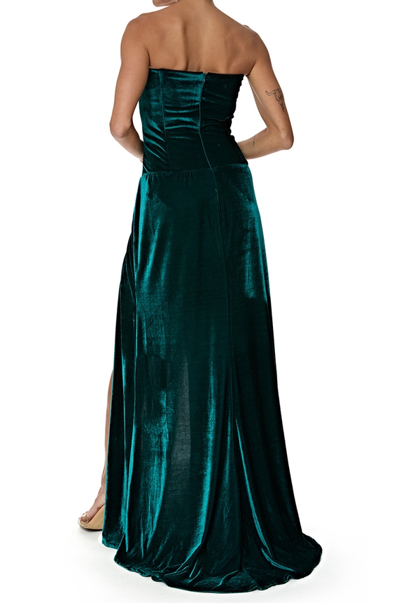 Vestido Longo Veludo Verde - DG77012 Majeste