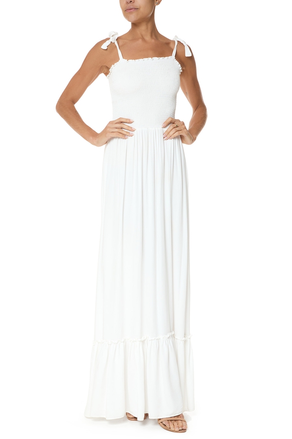 Vestido Longo Viscose Branco - DG75978 Basic Collection