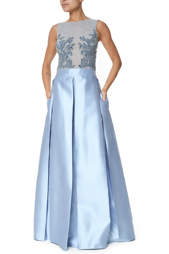 Vestido Longo Zibeline Azul - DG75737 Elizabeth Marques
