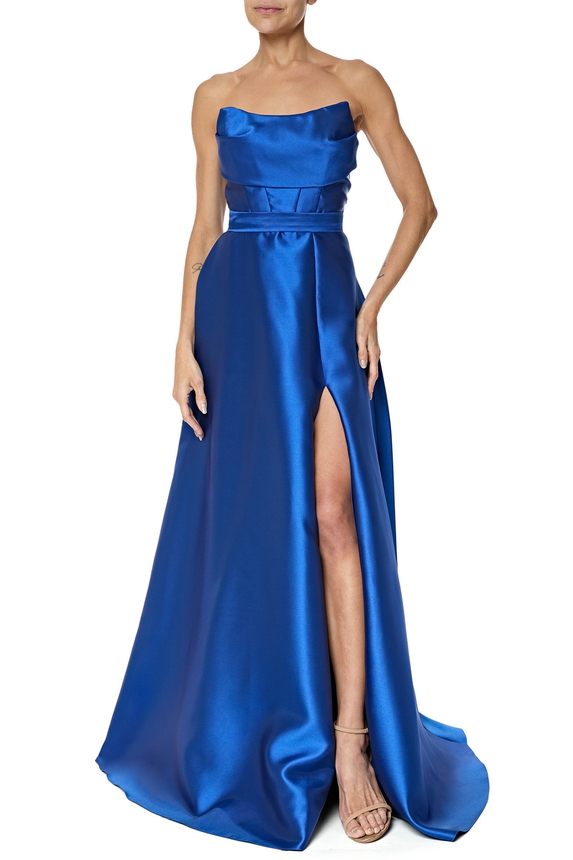 Vestido Longo Zibeline Azul - DG76321 Essential Collection