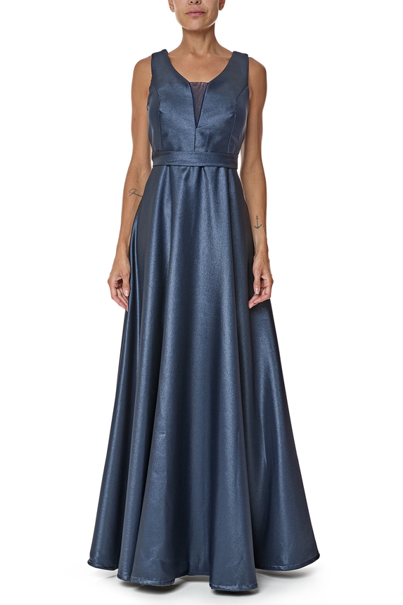 Vestido Longo Zibeline Azul - DG76518 Essential Collection