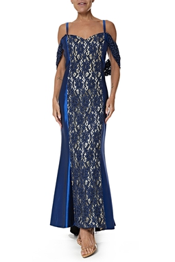 Vestido Longo Zibeline Azul