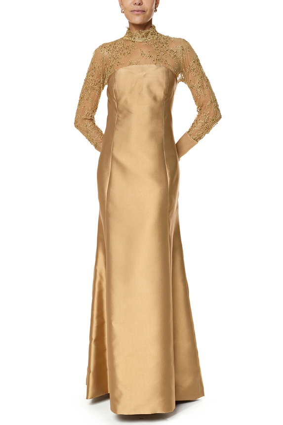 Vestido Longo Zibeline Dourado - DG76109 Dina Barcelos
