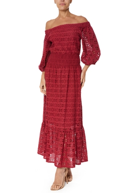 Vestido Midi Algodão Marsala