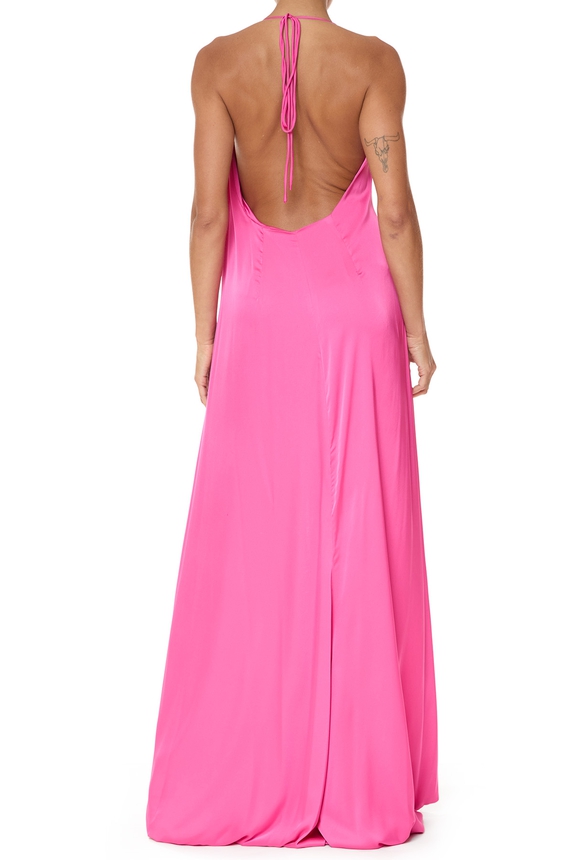 Vestido Midi Cetim Rosa - DG75807 Essential Collection