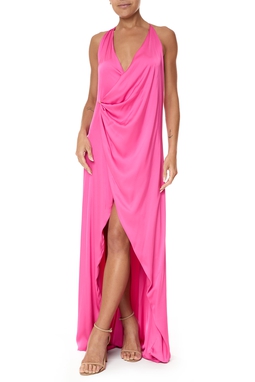 Vestido Midi Cetim Rosa