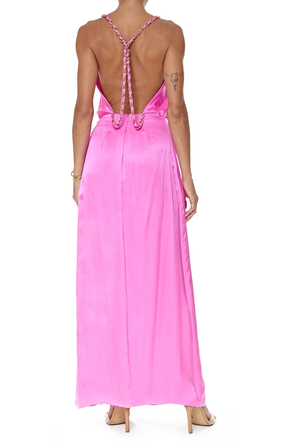 Vestido Midi Cetim Rosa - DG76703 2Ares