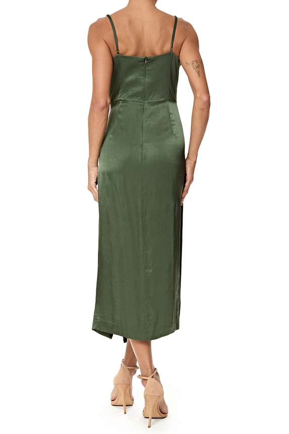 Vestido Midi Cetim Verde - DG76897 Zara
