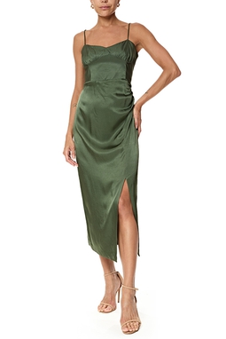 Vestido Midi Cetim Verde