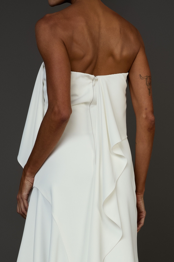 Vestido Midi Crepe Branco - DG76270 Curadoria Dress & Go