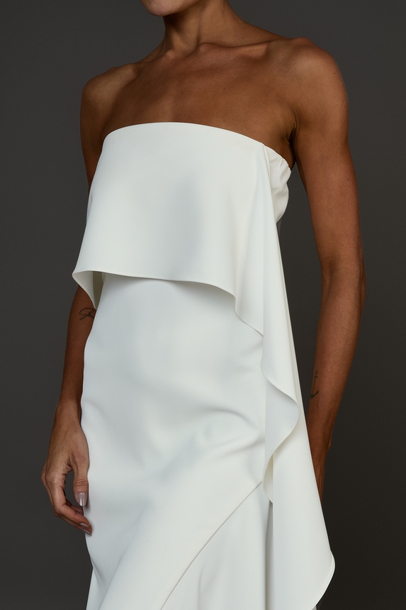 Vestido Midi Crepe Branco - DG76270 Curadoria Dress & Go