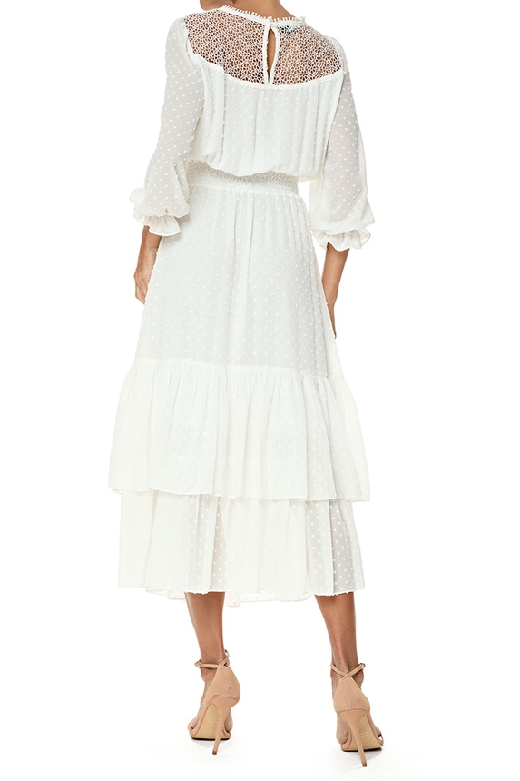 Vestido Midi Crepe Branco - DG76741 Amissima