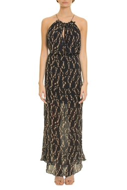 Vestido Longo Crepe Estampado