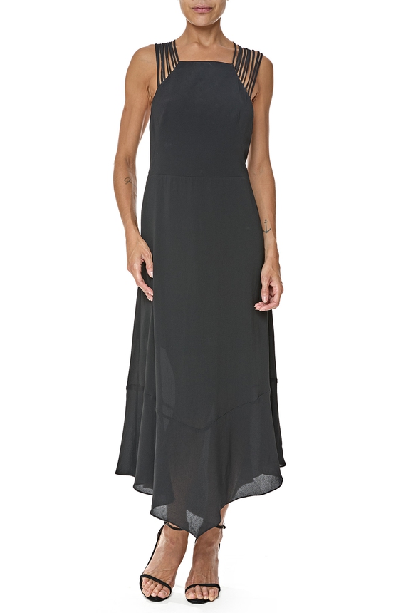 Vestido Midi Crepe Preto - DG76428 MOB