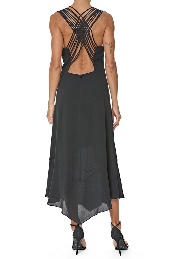 Vestido Midi Crepe Preto - DG76428 MOB