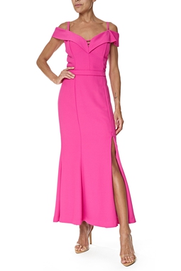 Vestido Midi Crepe Rosa