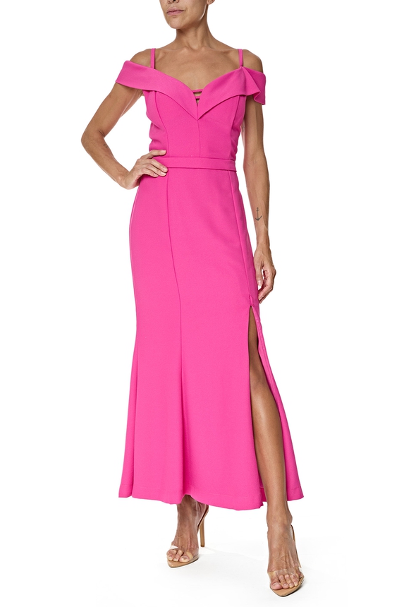 Vestido Midi Crepe Rosa - DG76548 Essential Collection