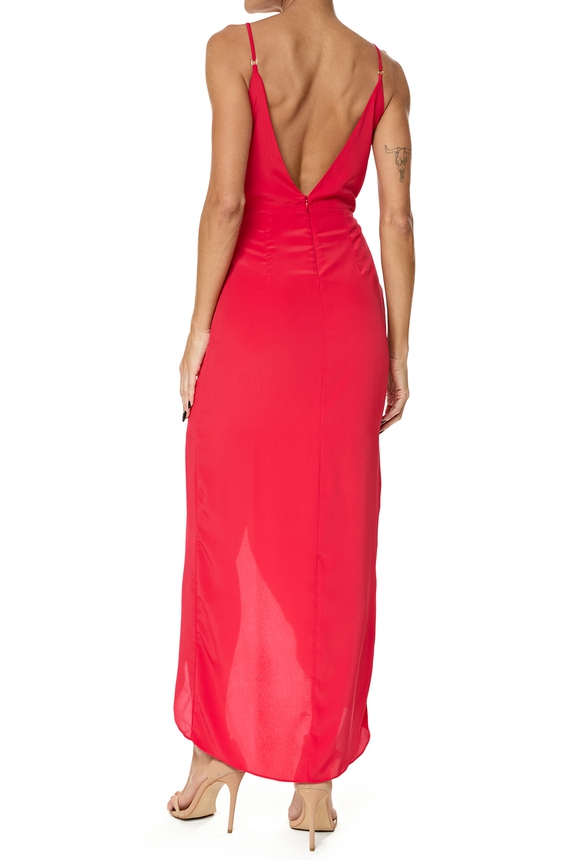 Vestido Midi Crepe Vermelho - DG76203 Nui Nui