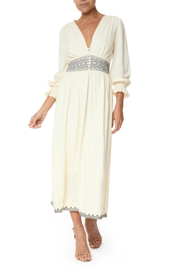 Vestido Midi Linho Bege