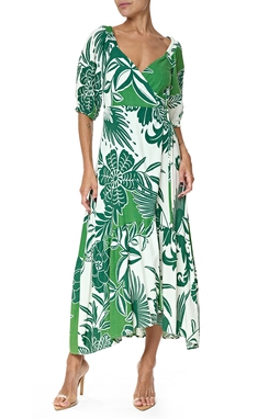Vestido Midi Linho Estampado