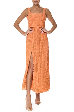 Vestido Midi Seda Laranja