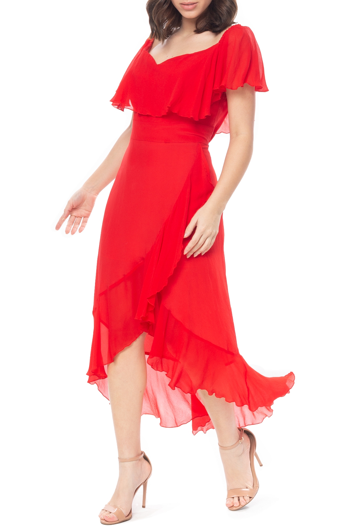 Vestido Midi Seda Vermelho