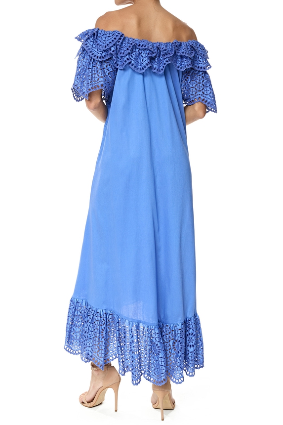 Vestido Midi Tricoline Azul - DG76348 Reinaldo Lourenço